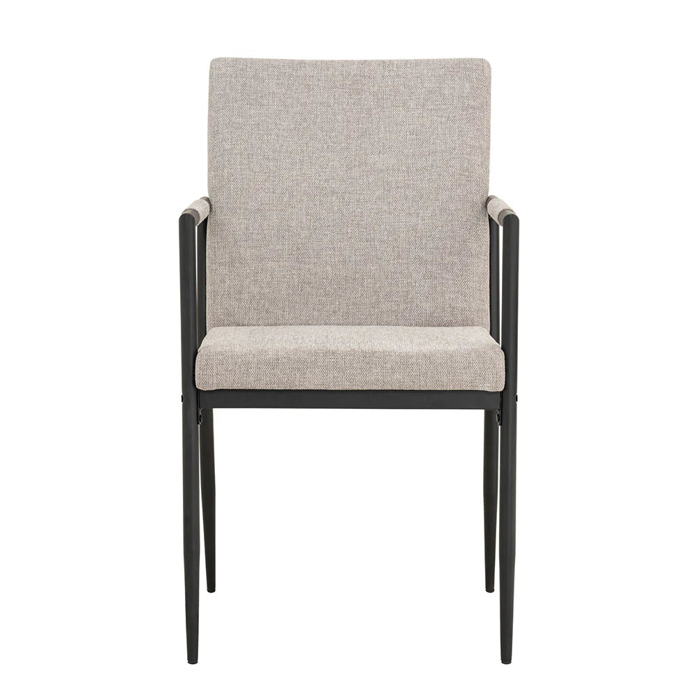 Modern Grey Fabric Dining Chair With Arms