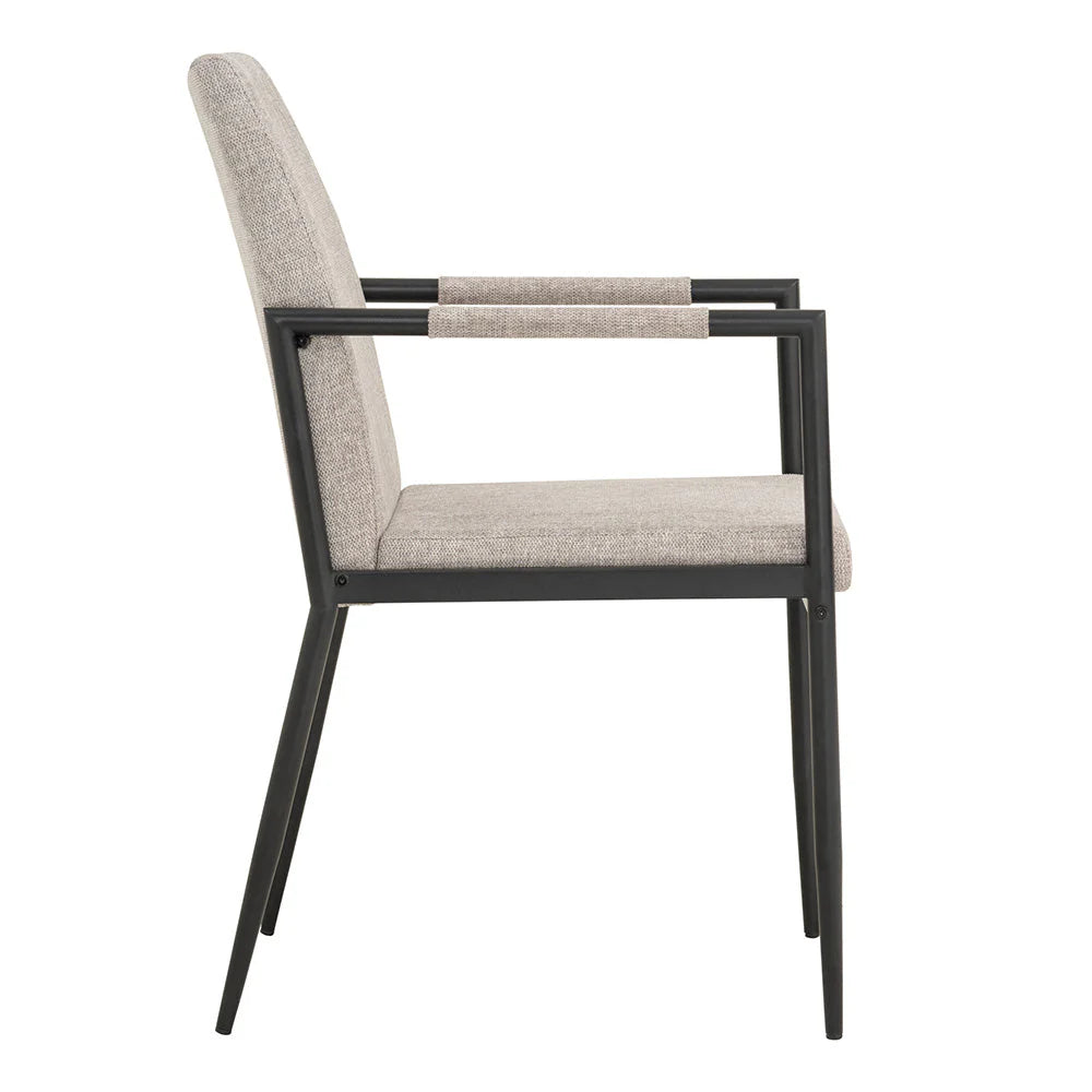 Modern Grey Fabric Dining Chair With Arms