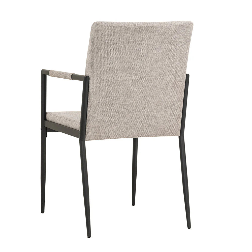 Modern Grey Fabric Dining Chair With Arms