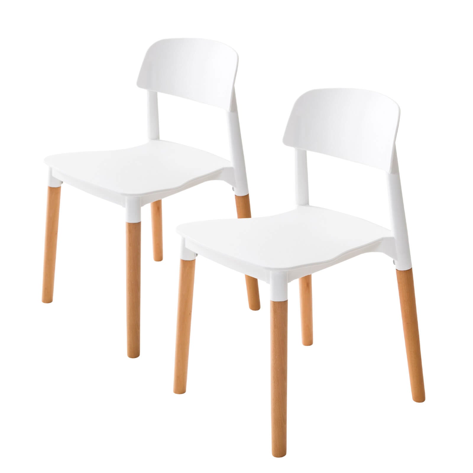 Kelsey | Modern Black And White Plastic Wooden Dining Chairs | Set Of 2 | White