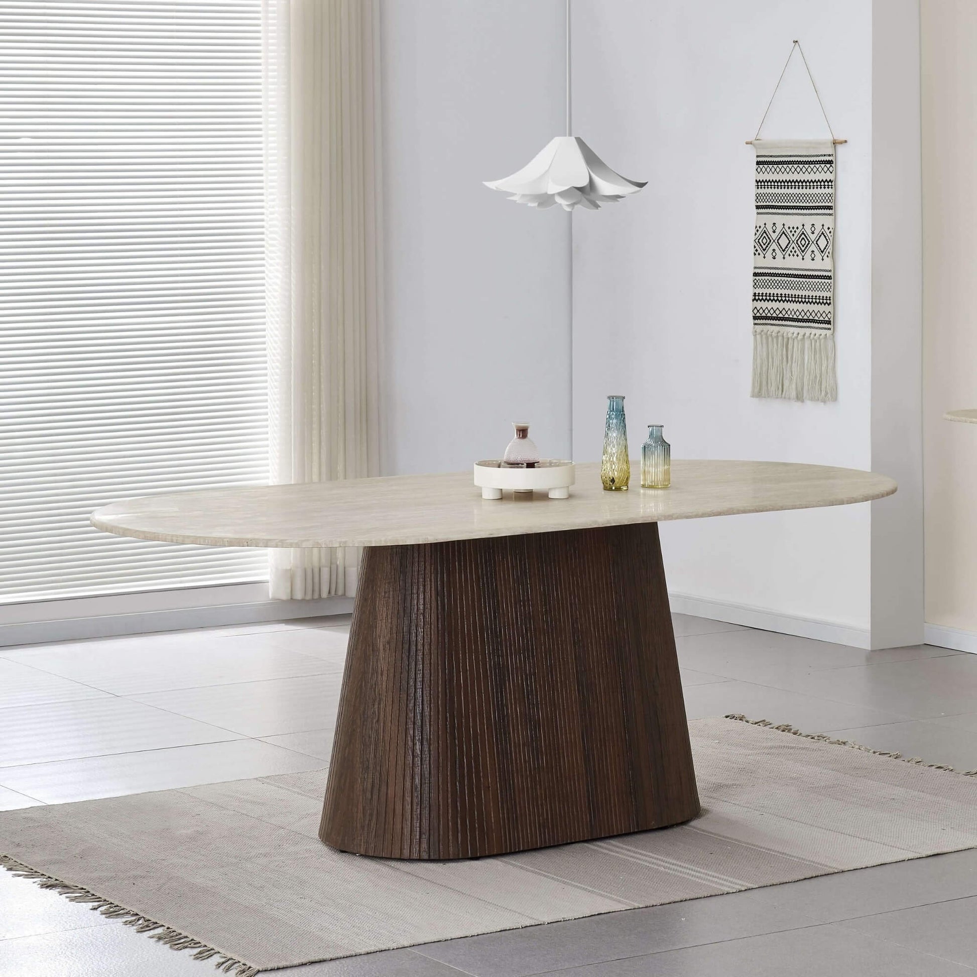 Keswick | Contemporary Beige Dark Wooden 2m Oval Dining Table | Beige