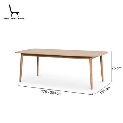 Kingscote | Natural Oak 1.7m - 2.2m Extendable Rectangular Wooden Dining Table