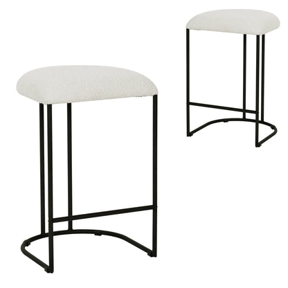 Kirra | Modern Metal Fabric Bar Stools | Set Of 2 | White ivory