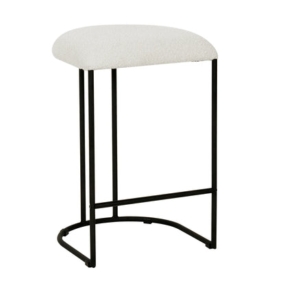 Kirra | Modern Metal Fabric Bar Stools | Set Of 2 | White ivory