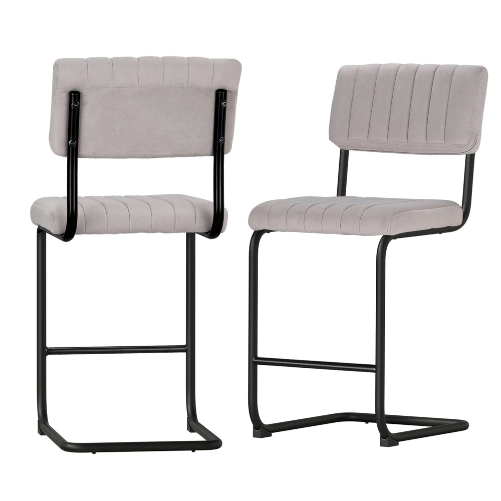 Kiruna | Modern Green & Grey Velvet Dining Chairs | Set Of 2 | Grey