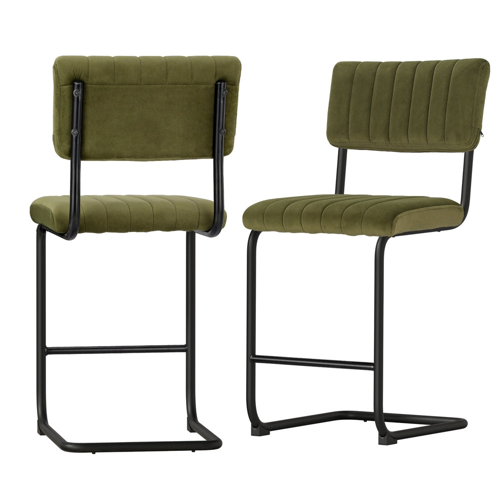 Kiruna | Modern Green & Grey Velvet Dining Chairs | Set Of 2 | Green