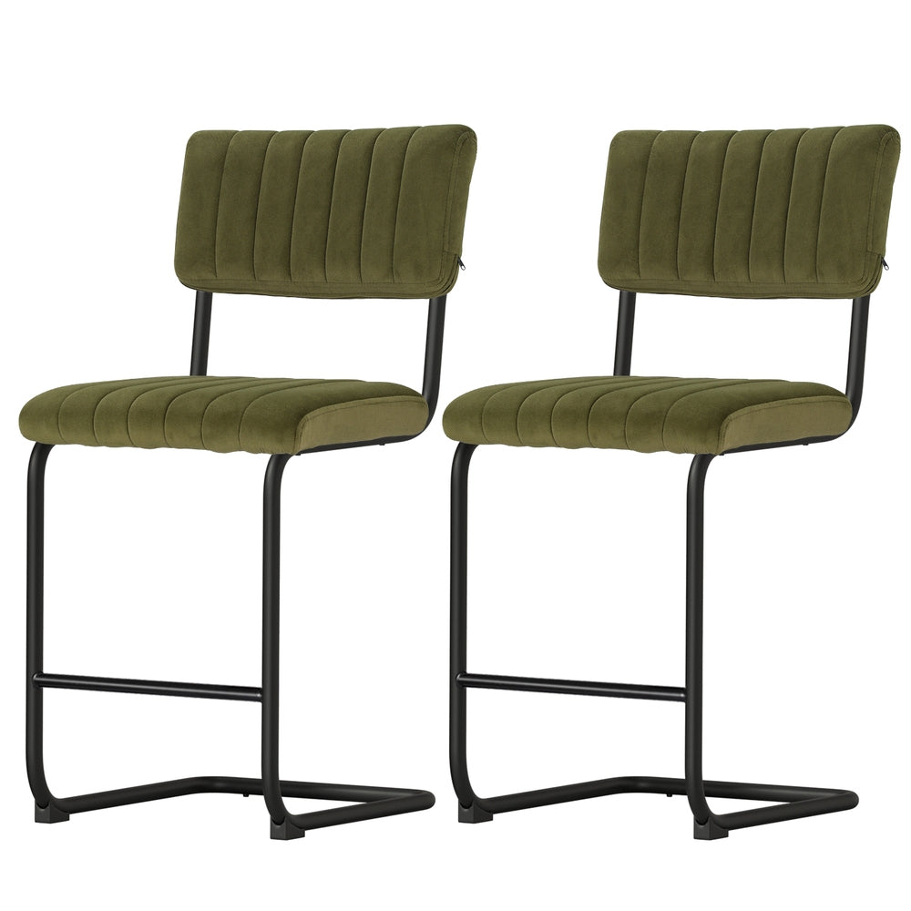 Kiruna | Modern Green & Grey Velvet Dining Chairs | Set Of 2 | Green