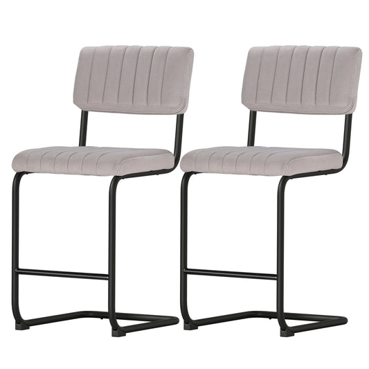 Kiruna | Modern Green & Grey Velvet Dining Chairs | Set Of 2 | Grey