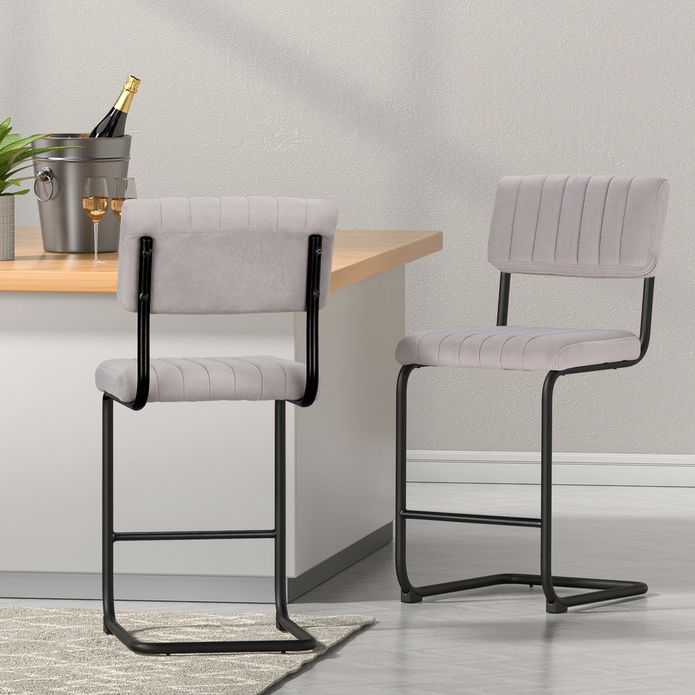 Kiruna | Modern Green & Grey Velvet Dining Chairs | Set Of 2 | Grey