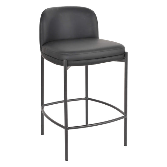 Lanai | Modern Fabric PU Leather Bar Stools | Set Of 2 | Black