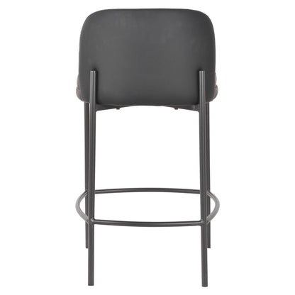 Lanai | Modern Fabric PU Leather Bar Stools | Set Of 2 | Black