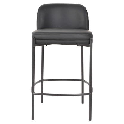 Lanai | Modern Fabric PU Leather Bar Stools | Set Of 2 | Black