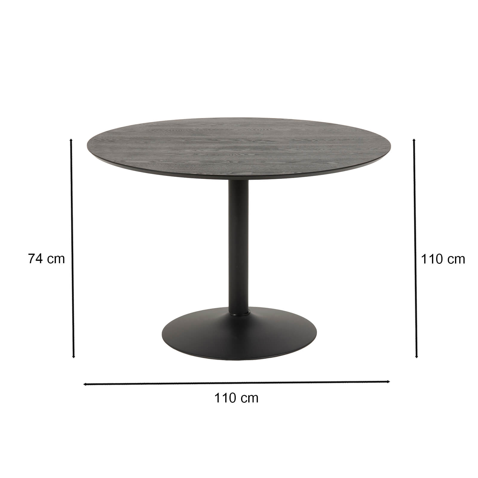 Lincoln | Metal Black White 1.1m Wooden Round Dining Table