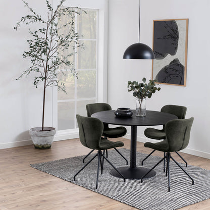 Lincoln | Metal Black White 1.1m Wooden Round Dining Table