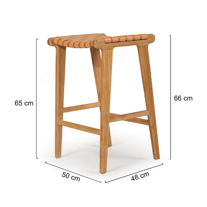 Lindeman Version 1 | Coastal Leather Wooden Bar Stools | Natural