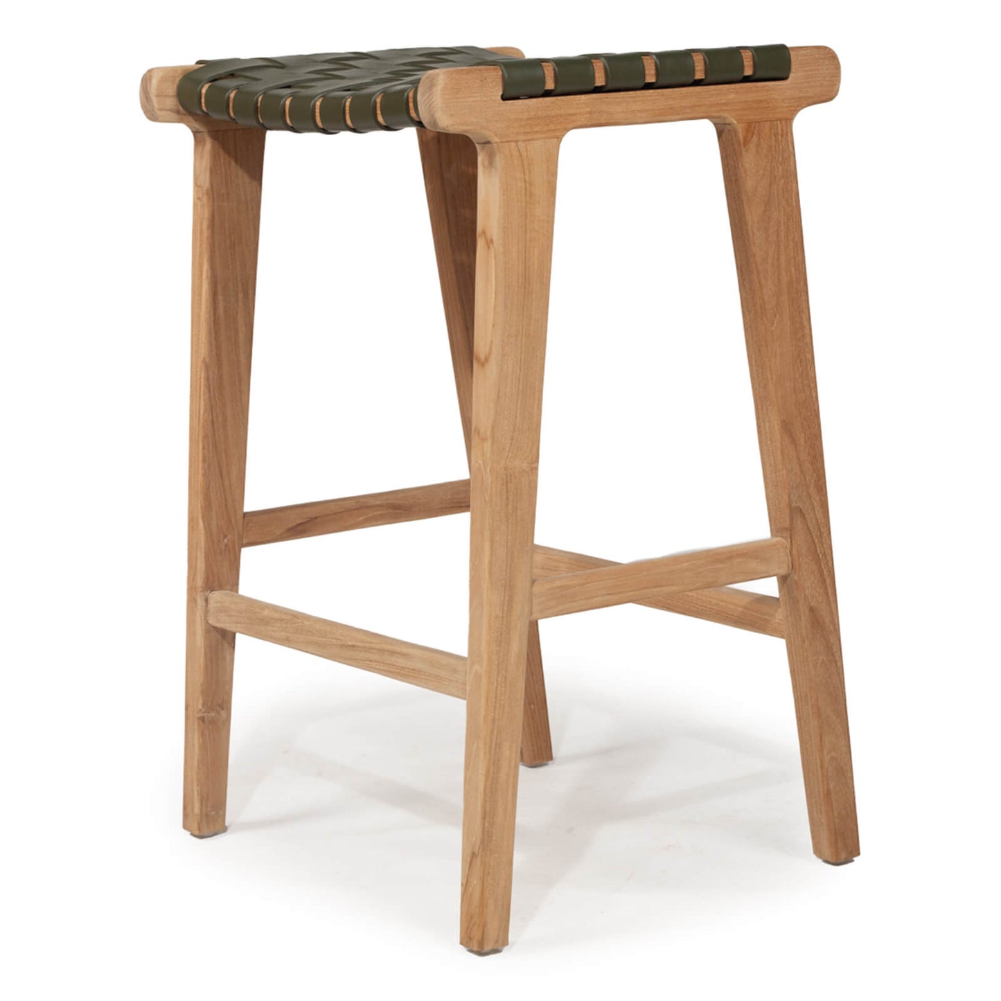 Lindeman Version 1 | Coastal Leather Wooden Bar Stools | Olive