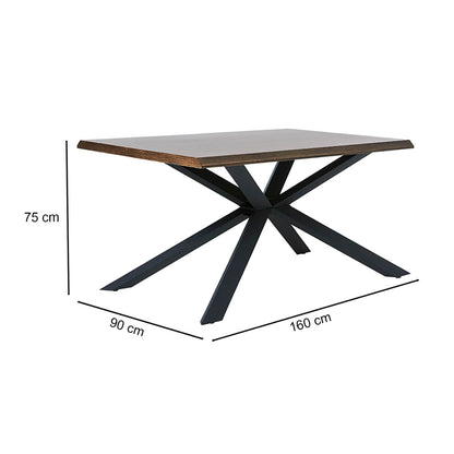 Liverpool | Brown & Black Metal Rectangular 160 cm Wooden Dining Table | Brown