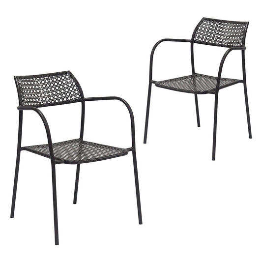 Livingston | Modern Metal Outdoor Dining Chairs With Arms | Brown