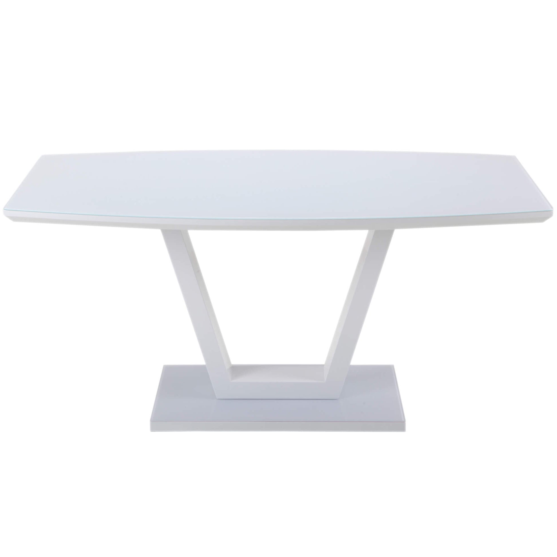 Livingstone | Modern Wooden Tempered Glass White 6 Seater Dining Table | White