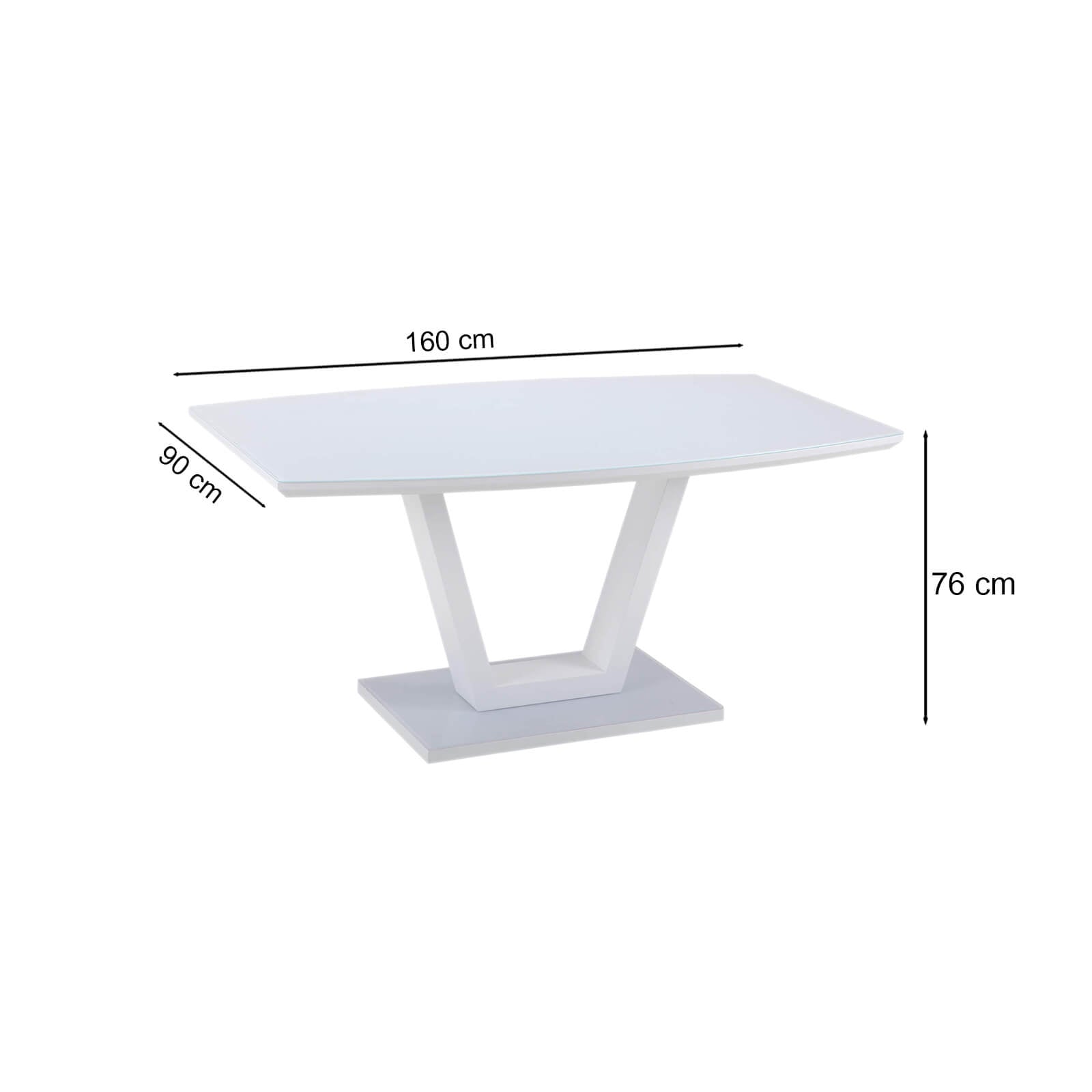 Livingstone | Modern Wooden Tempered Glass White 6 Seater Dining Table | White