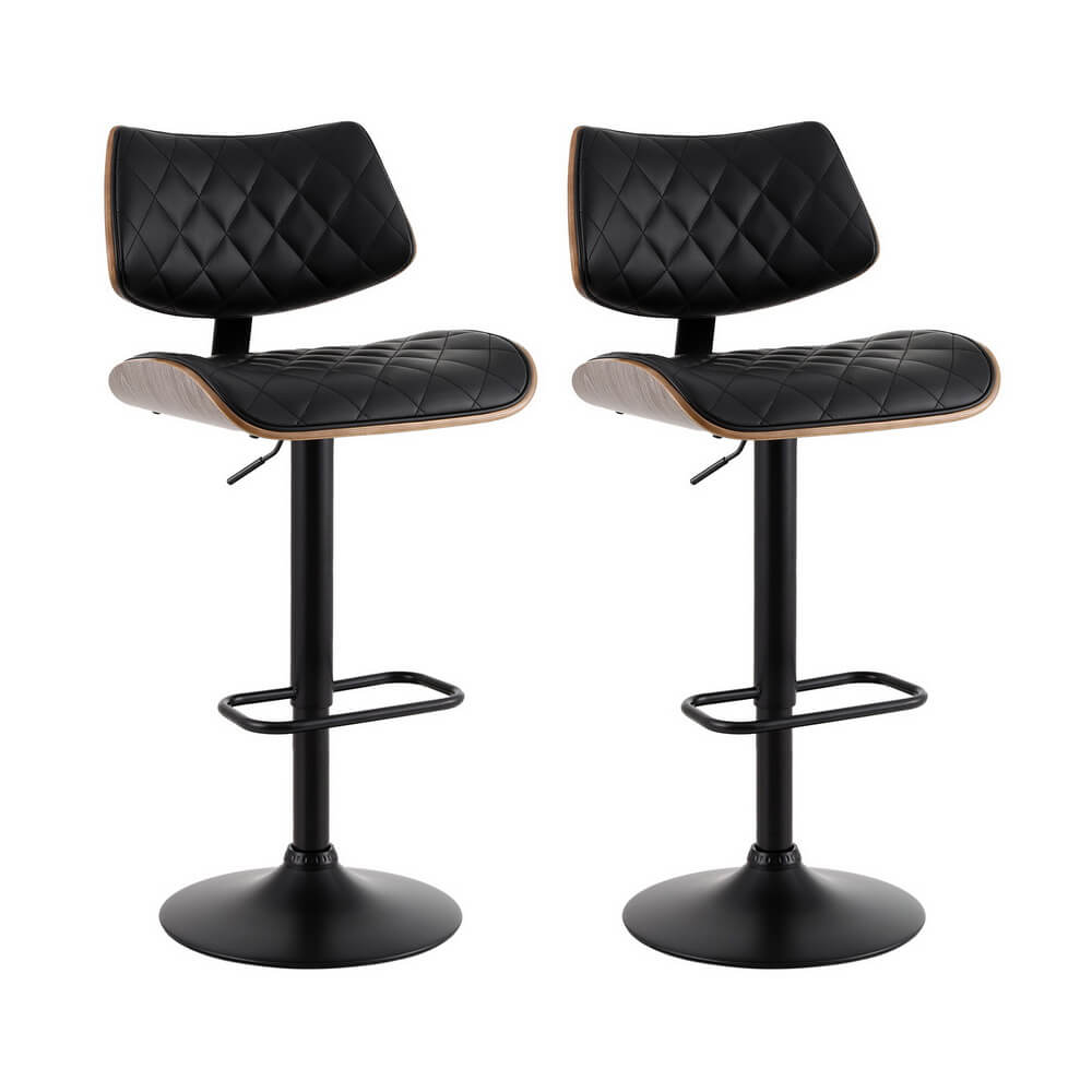 Modern Black Wooden PU Leather Bar Stools 