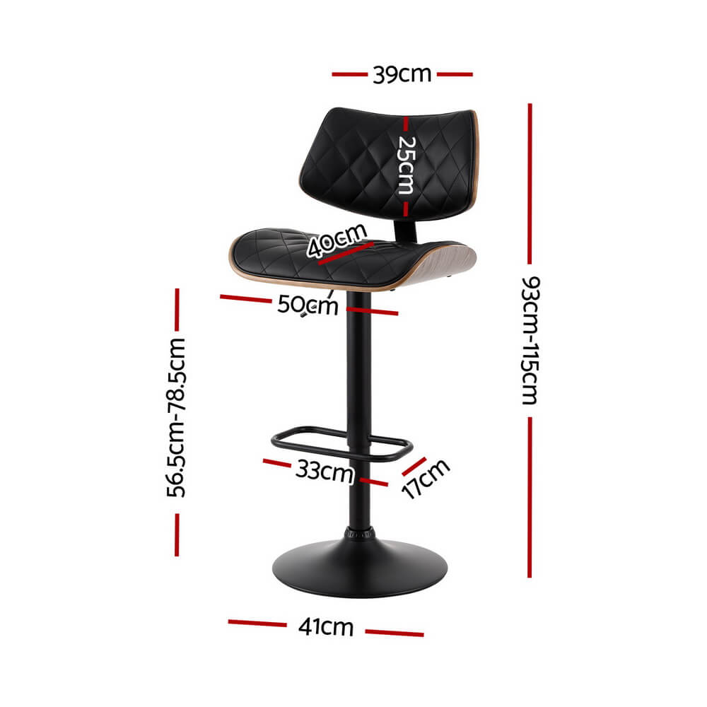 Modern Black Wooden PU Leather Bar Stools 