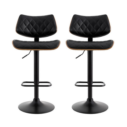 Modern Black Wooden PU Leather Bar Stools 