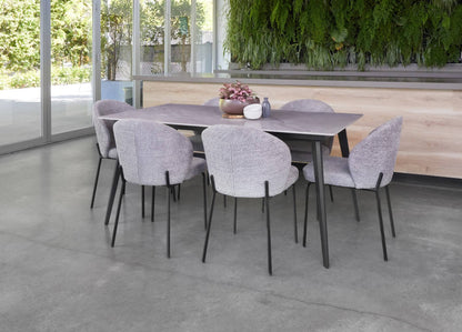 Lunetta | Metal Polished Ceramic Grey Rectangular Dining Table