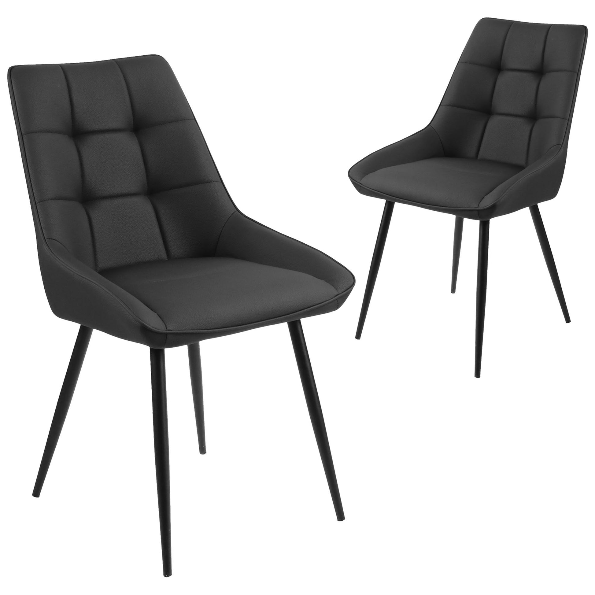 Lyon | Modern PU Leather Dining Chairs Set Of 2 | Black