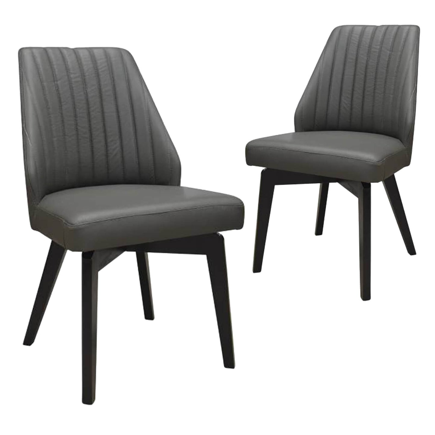 Madison | Contemporary PU Leather Dining Chairs | Set Of 2 | Dark Grey