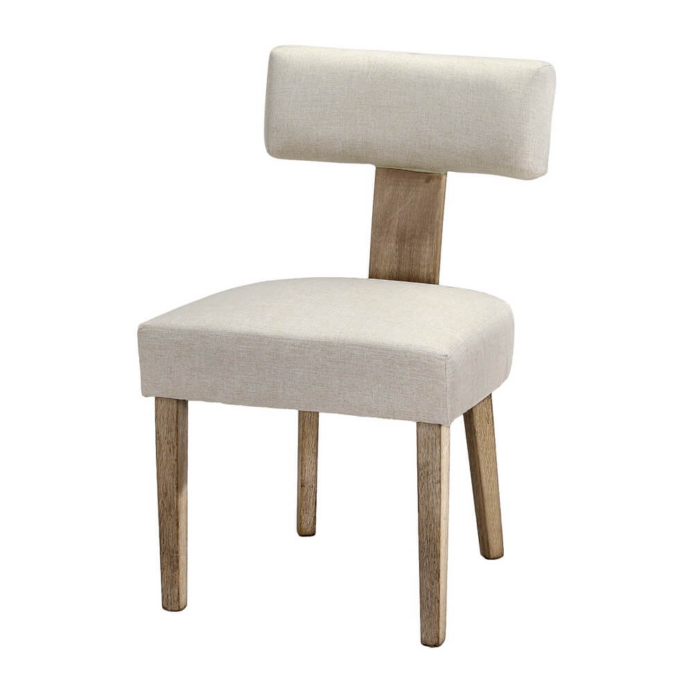 Mapleton | Modern Beige Fabric Wooden Dining Chairs | Set of 2