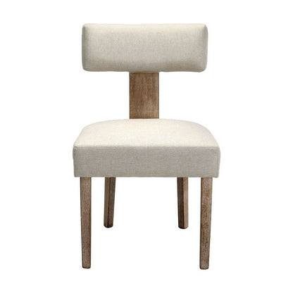 Mapleton | Modern Beige Fabric Wooden Dining Chairs | Set of 2