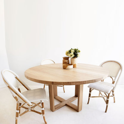 Marina | 1.2m Coastal Natural Wooden Round Dining Table