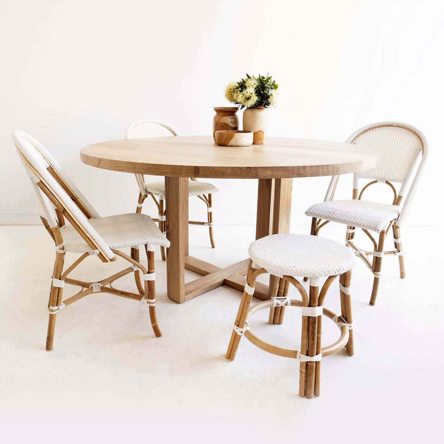 Marina | 1.2m Coastal Natural Wooden Round Dining Table