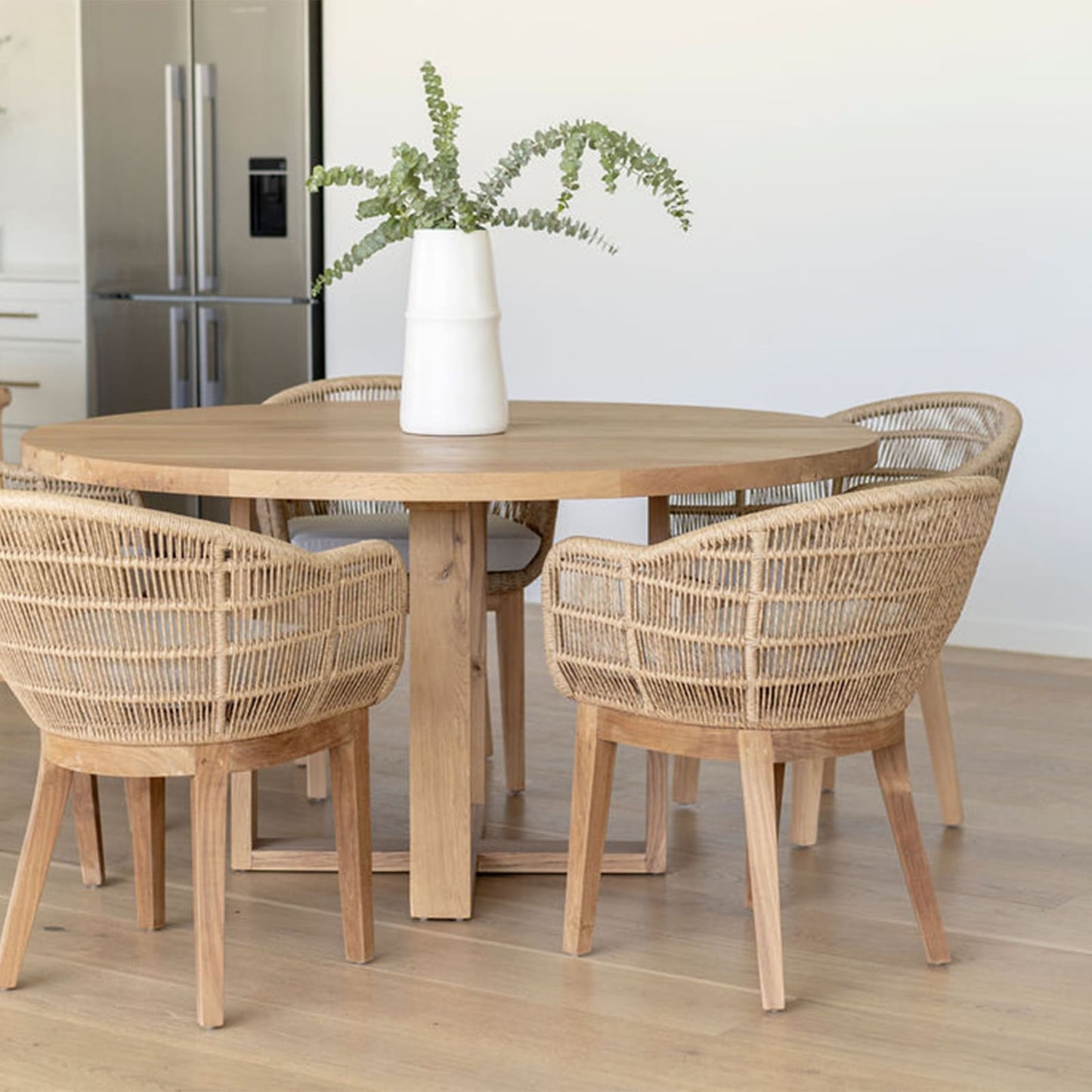 Marina | 1.2m Coastal Natural Wooden Round Dining Table