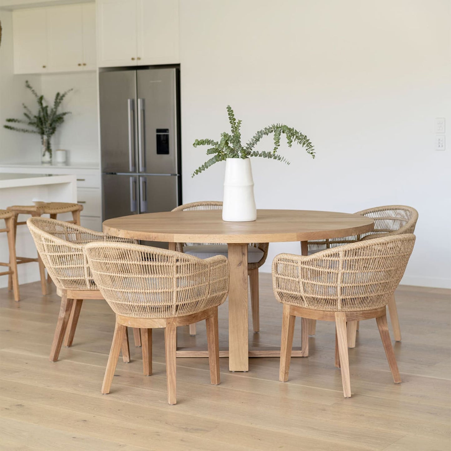 Marina | 1.2m Coastal Natural Wooden Round Dining Table