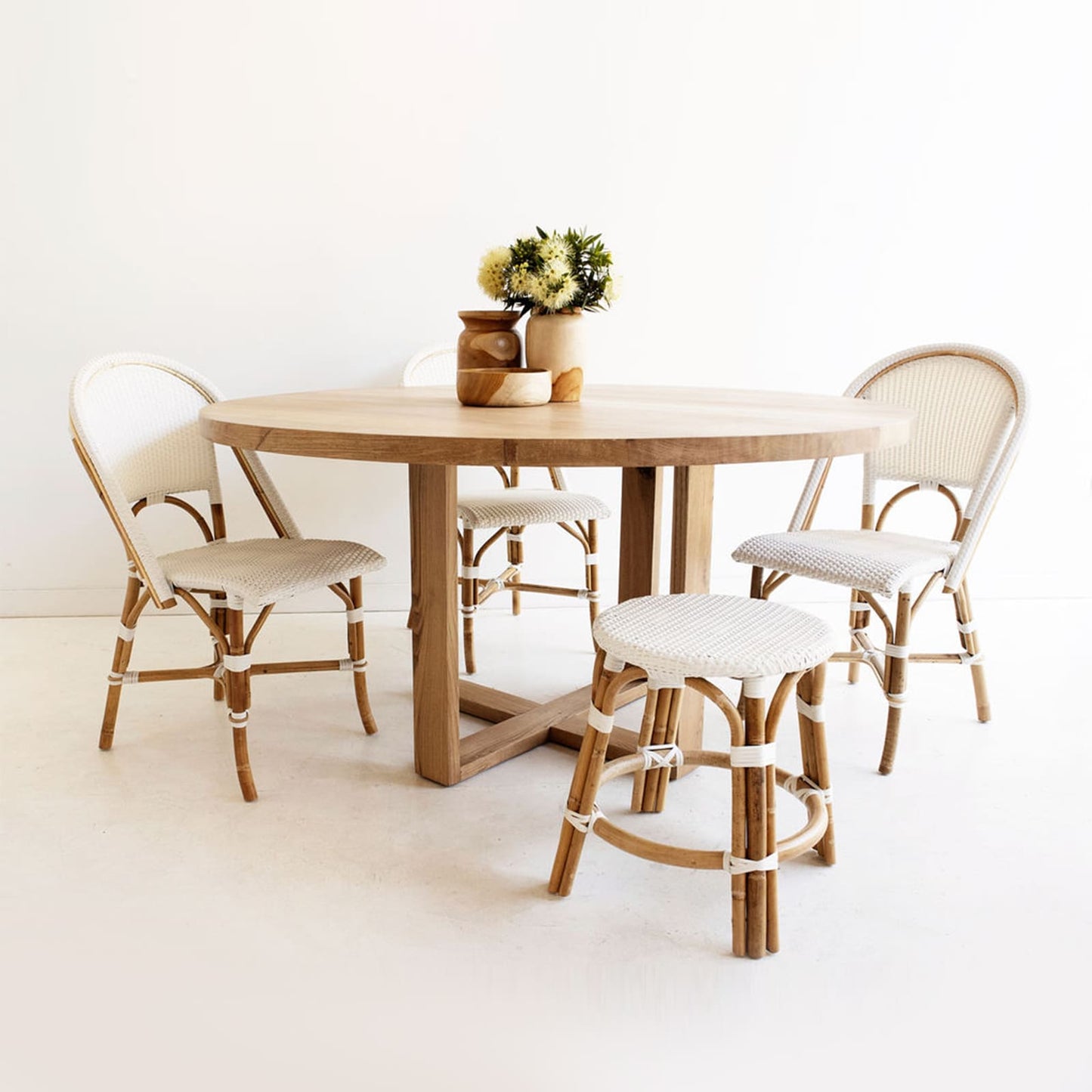 Marina | 1.2m Coastal Natural Wooden Round Dining Table