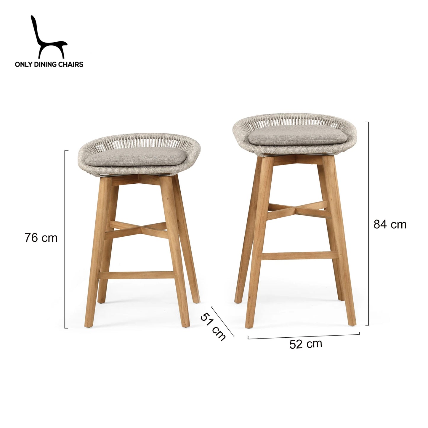 Marlin | Coastal Natural Wooden Indoor Outdoor Bar Stools | 83cm