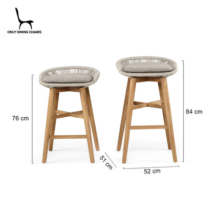 Marlin | Coastal Natural Wooden Indoor Outdoor Bar Stools | 83cm