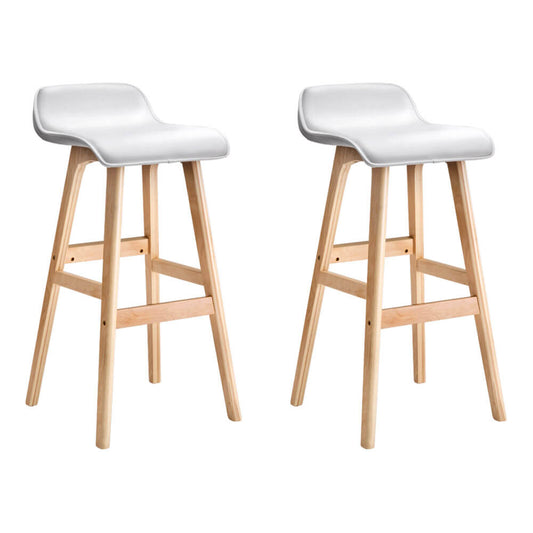 Maryvale | White & Black PU Leather Wooden Bar Stools | Set Of 2 | White