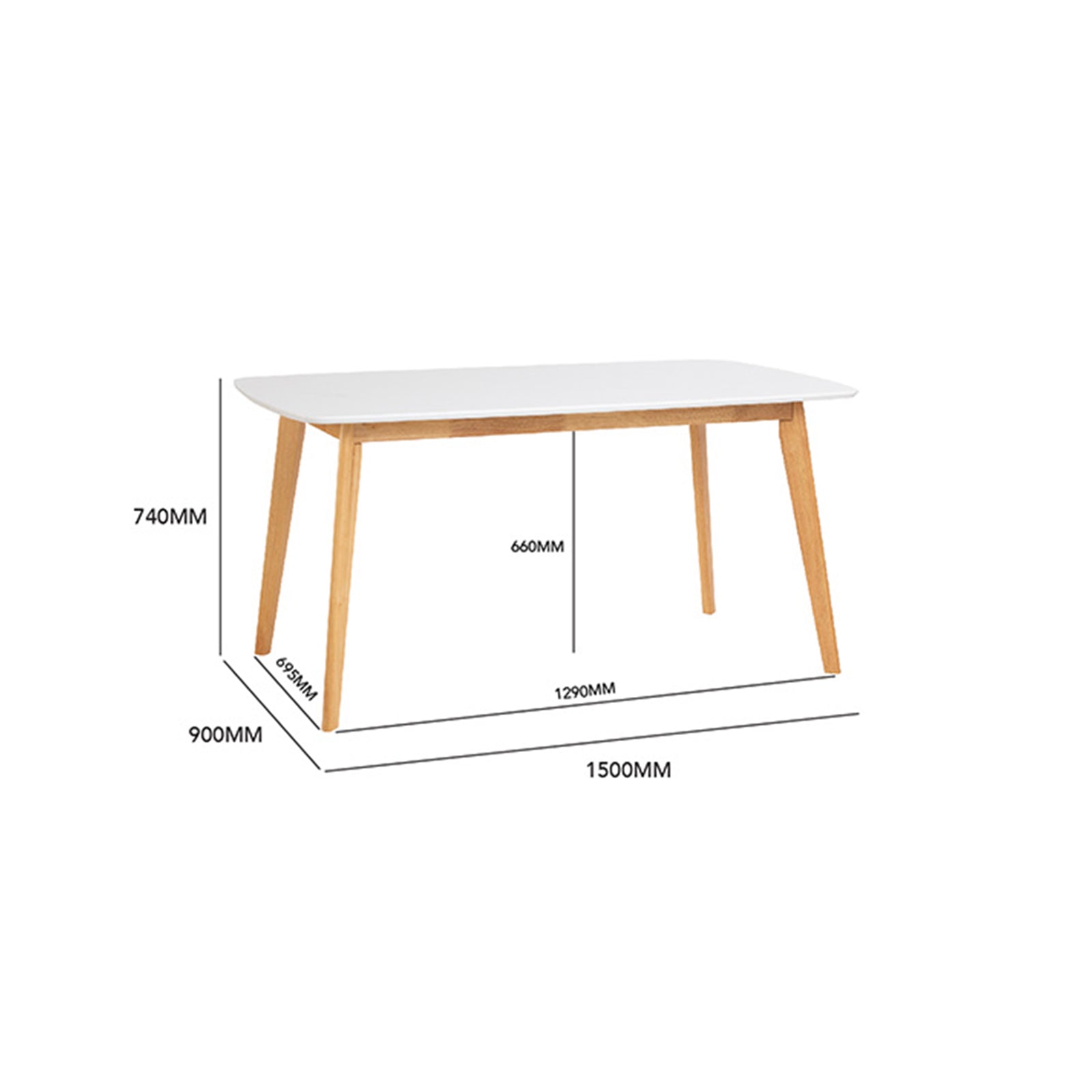 Maverick | Coastal Wooden 6 Seater White Rectangular Dining Table | White