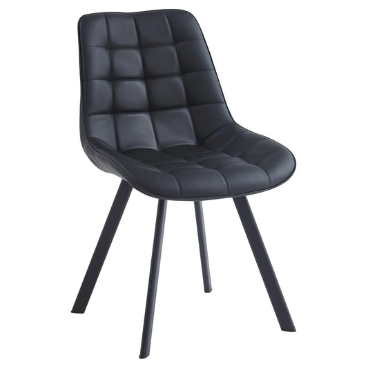 Maverick | Modern Black Dark Grey PU Leather Dining Chairs | Set Of 2 | Black