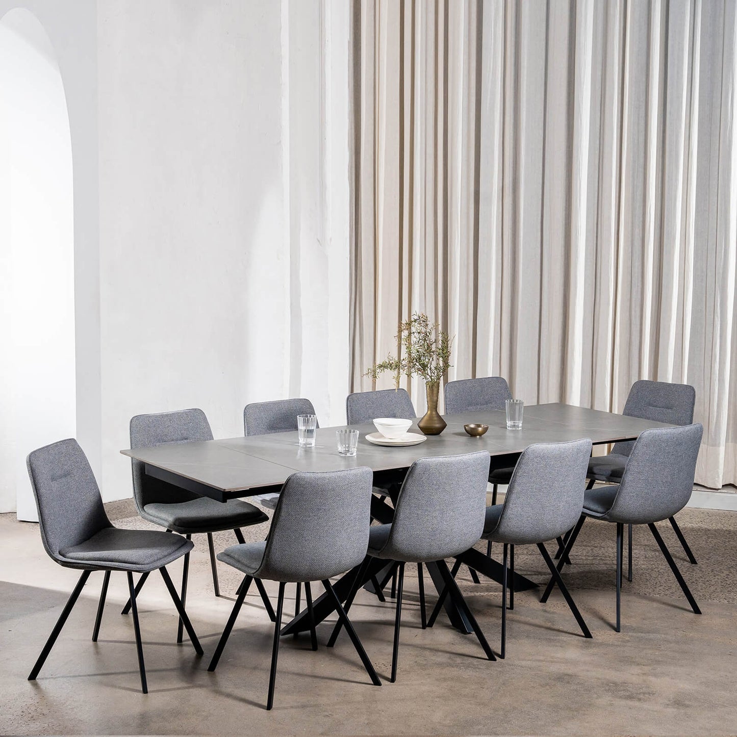 Maynard | Modern Grey Ivory Fabric Dining Chairs | Set Of 2 | Grey