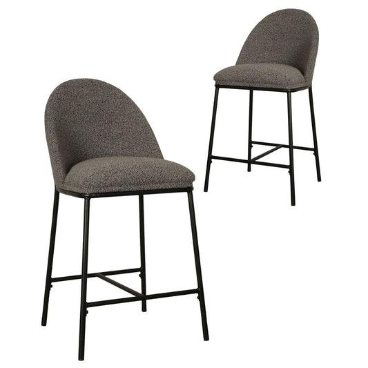 Meridian | Contemporary Boucle Fabric Bar Stools | Set Of 2 | Slate