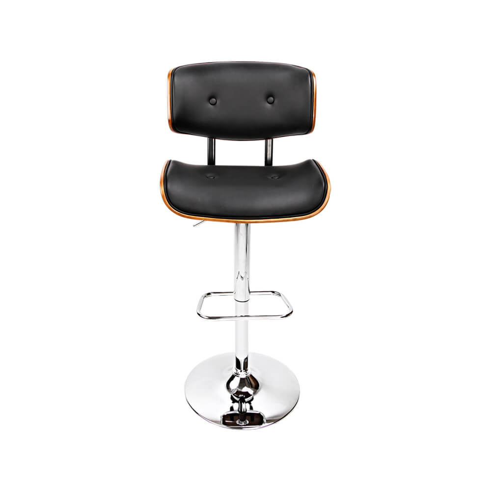 Merricks | Modern Swivel Black & White PU Leather Wooden Bar Stools | Set Of 2 | Black