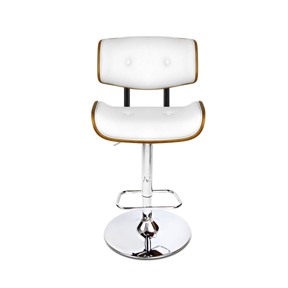 Merricks | Modern Swivel Black & White PU Leather Wooden Bar Stools | Set Of 2