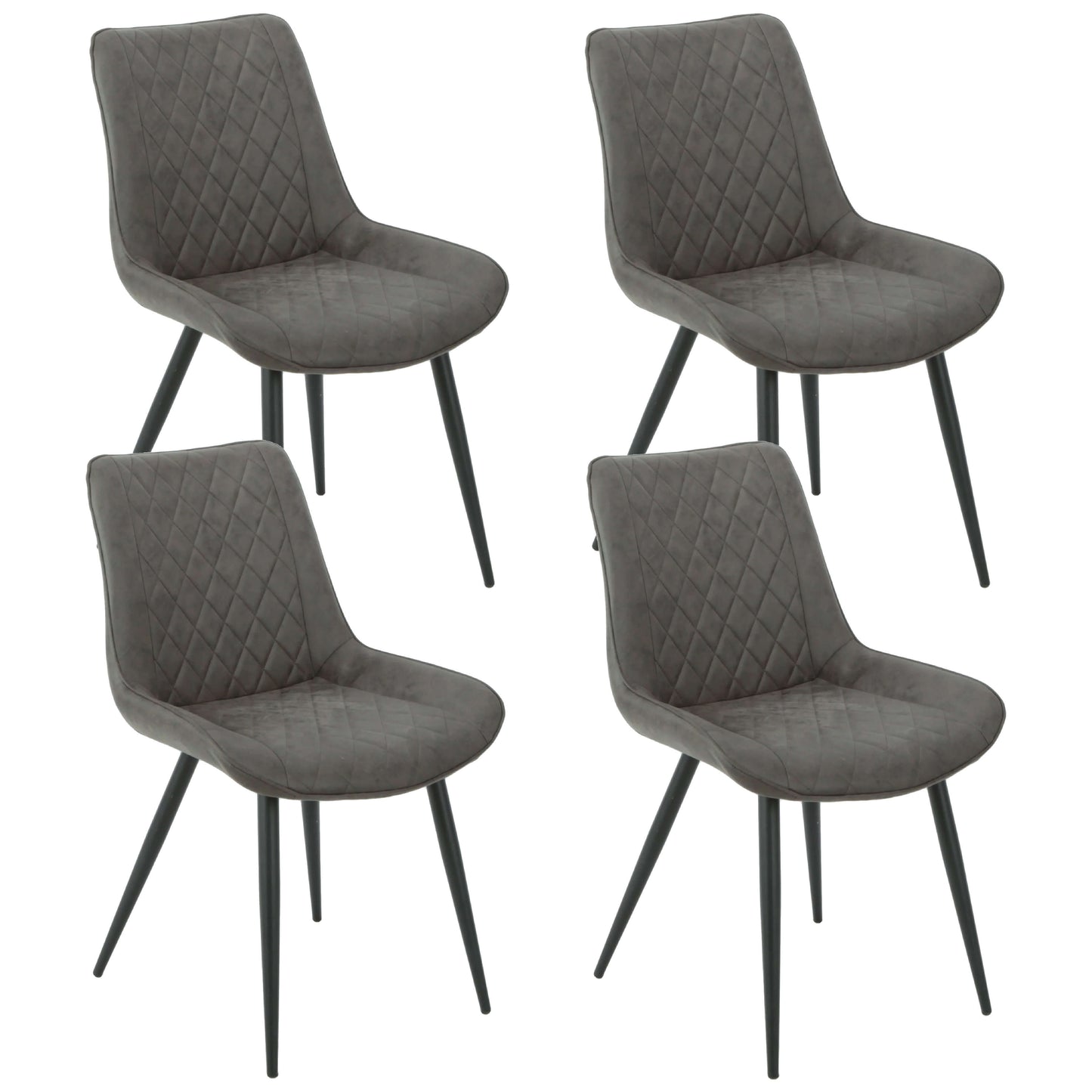 Metro Modern Metal Grey Fabric Dining Chairs | Grey