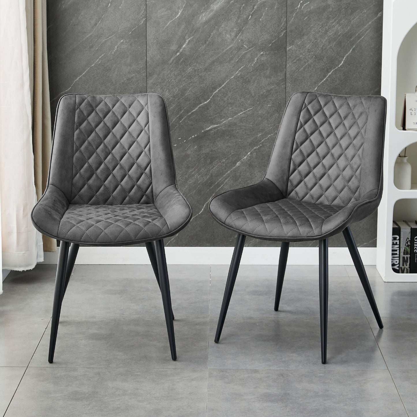 Metro Modern Metal Grey Fabric Dining Chairs | Grey