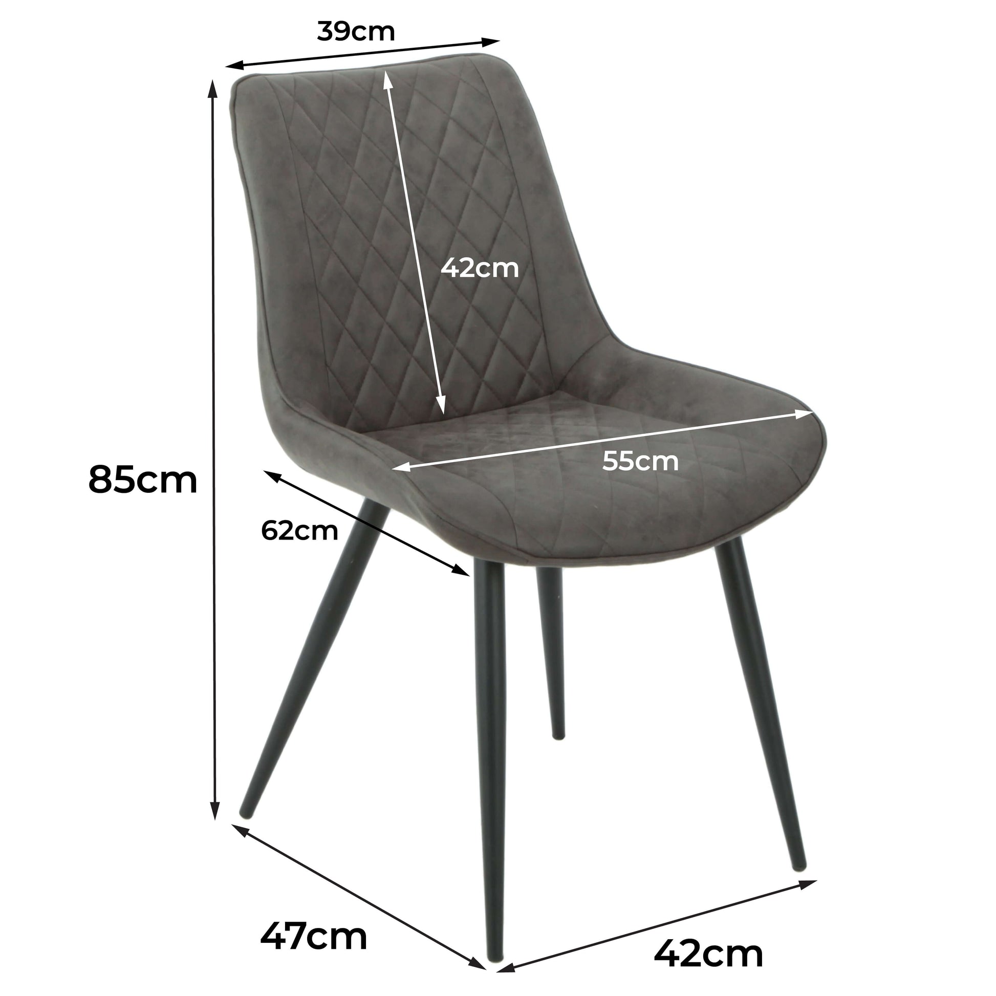 Metro Modern Metal Grey Fabric Dining Chairs | Grey