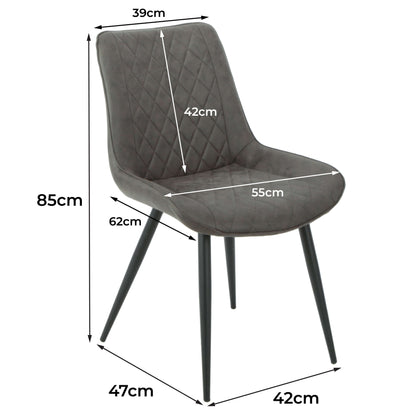 Metro Modern Metal Grey Fabric Dining Chairs | Grey